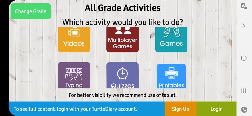 أنشطة جميع الصفوف الدراسية في تطبيق يوميات السلحفاة