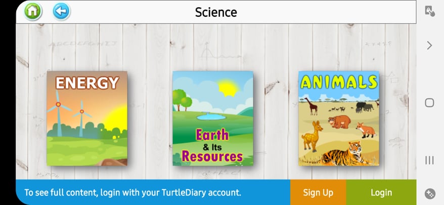 دروس مادة العلوم في تطبيق يوميات السلحفاة
