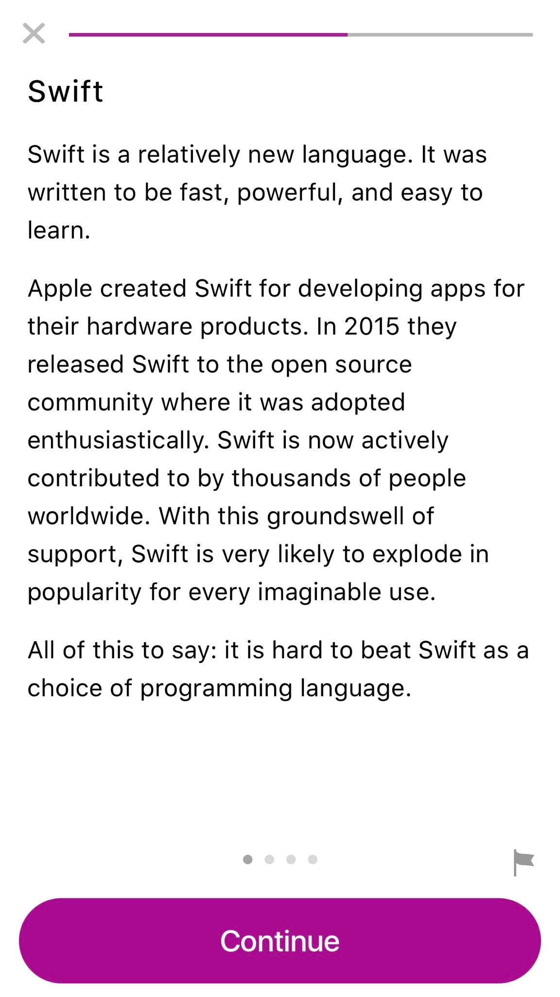 دراسة لغة السويفت في تطبيق TapCoding