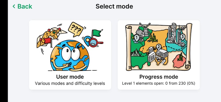 اختيار وضع التقدم أم وضع المستخدم