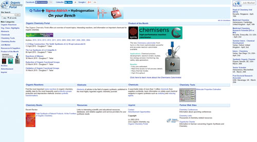 موقع Organic Chemistry Portal أحد مصادر تعليم الكيمياء العضوية