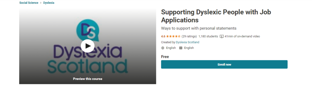 دورة Supporting Dyslexic People with Job Applications
