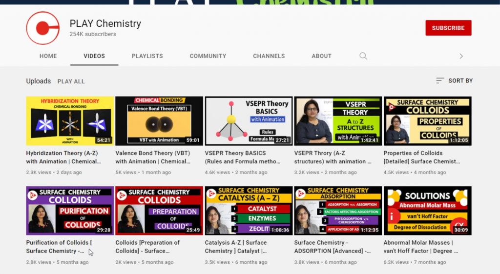 قناة Play chemistry أحد مصادر تعلم الكيمياء العضوية