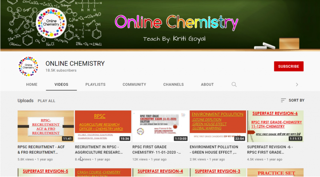 قناة online chemistry أحد مصادر تعلم الكيمياء العضوية
