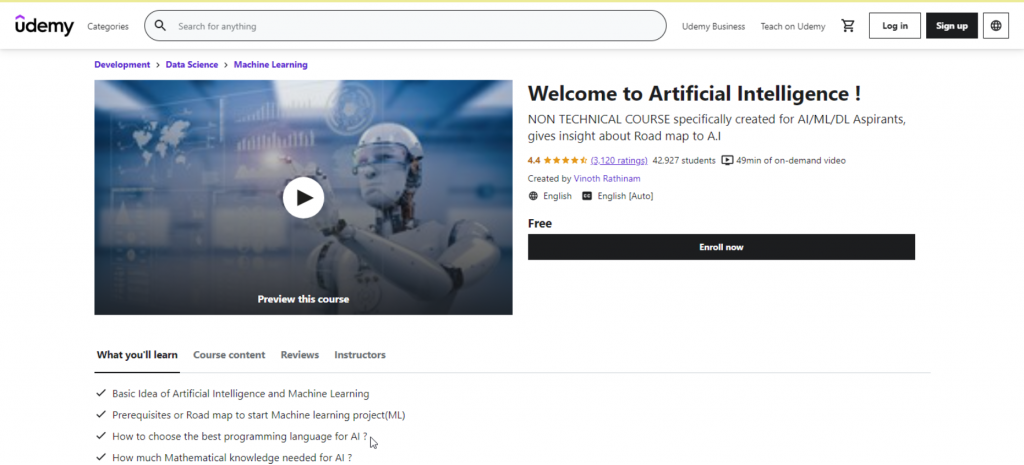 دورة Welcome to Artificial Intelligence أحد مساقات تعليم الذكاء الاصطناعي