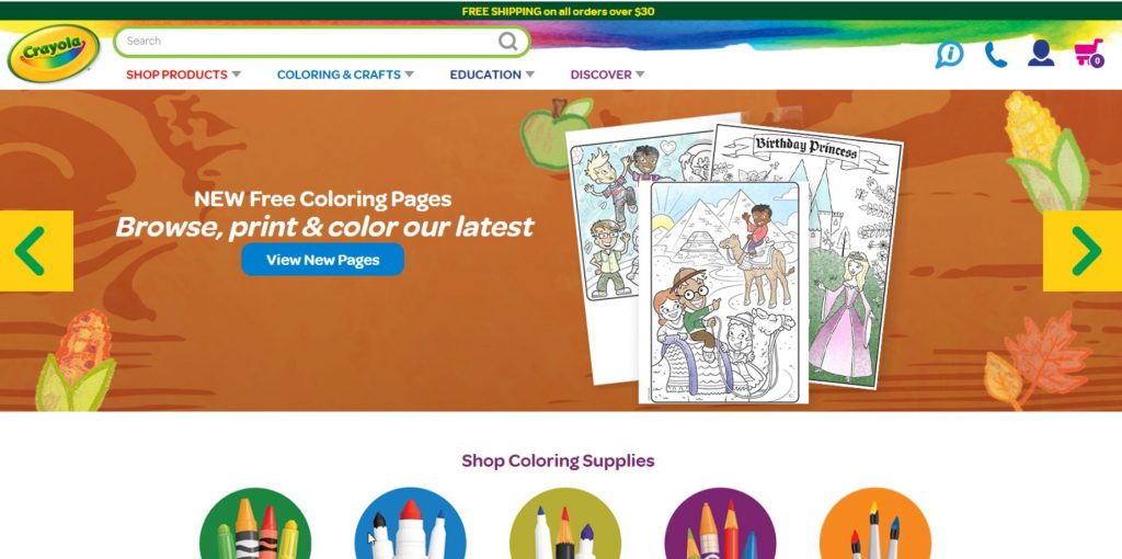 موقع Crayola أحد مصادر صفحات تلوين اون لاين