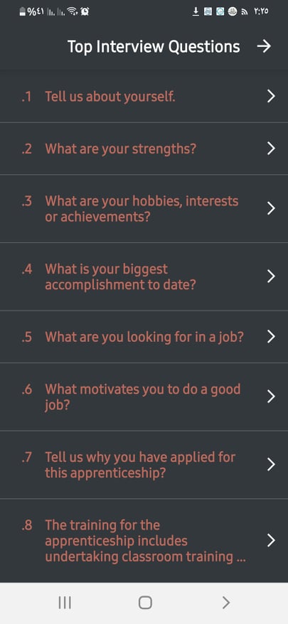 أهم أسئلة الانترفيو في تطبيق Skills2Use