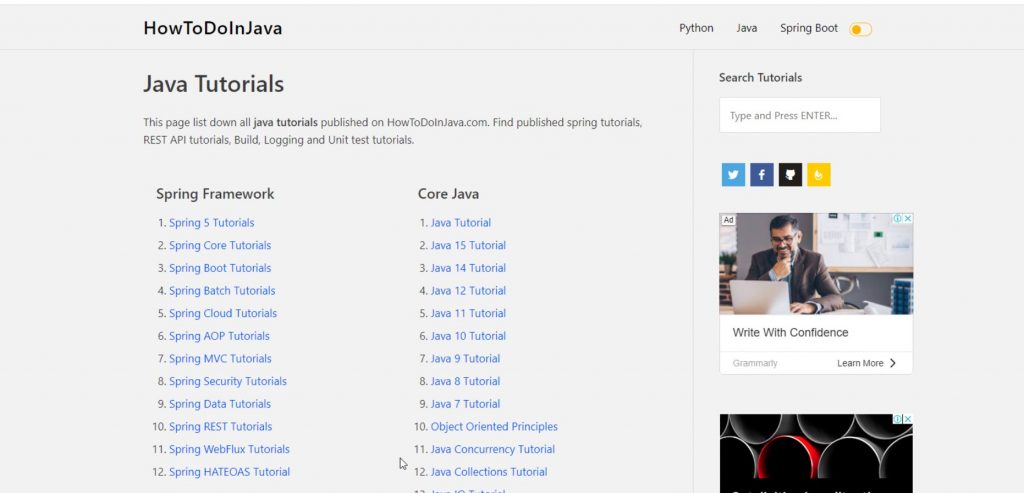 موقع howtodoinjava أحد مصادر تعلم لغة الجافا