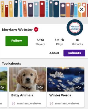 حساب merriam-webstar على كاهوت