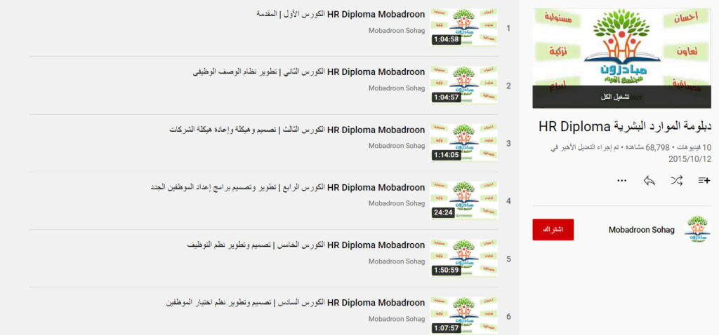 دبلومة تعليم الموارد البشرية من قناة Mobadroon Sohag