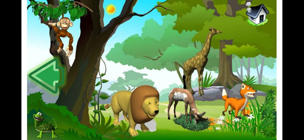 الصفحة الرئيسية لتطبيق عالم الحيوانات