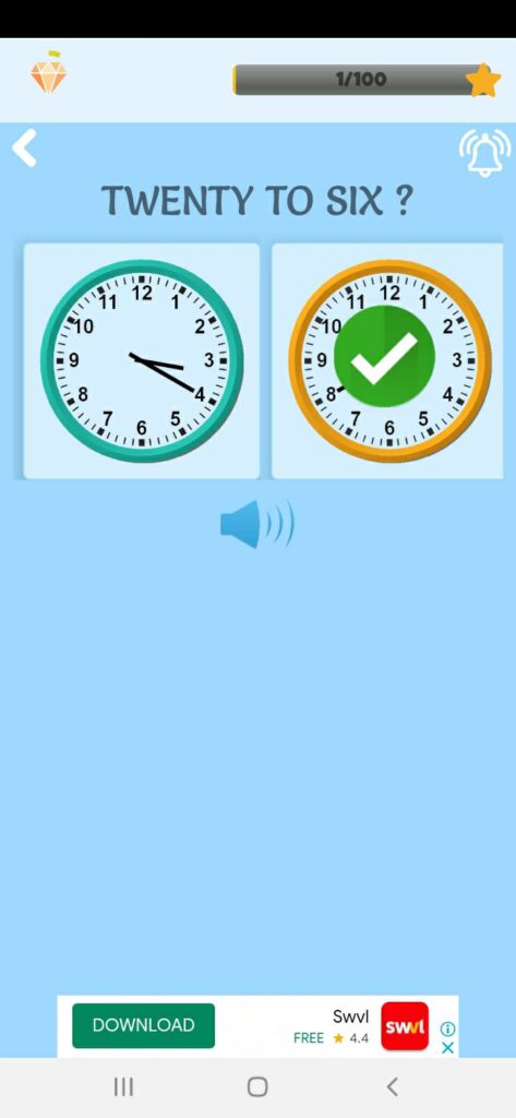 تعليم قراءة الساعة للأطفال في تطبيق English Learning with Pictures