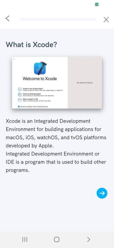 بدء شرح بيئة Xcode في تطبيق Wildlearner