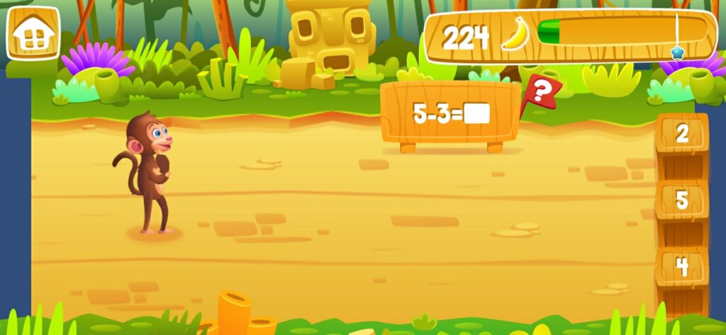 تدريب على الطرح في لعبة math jungle