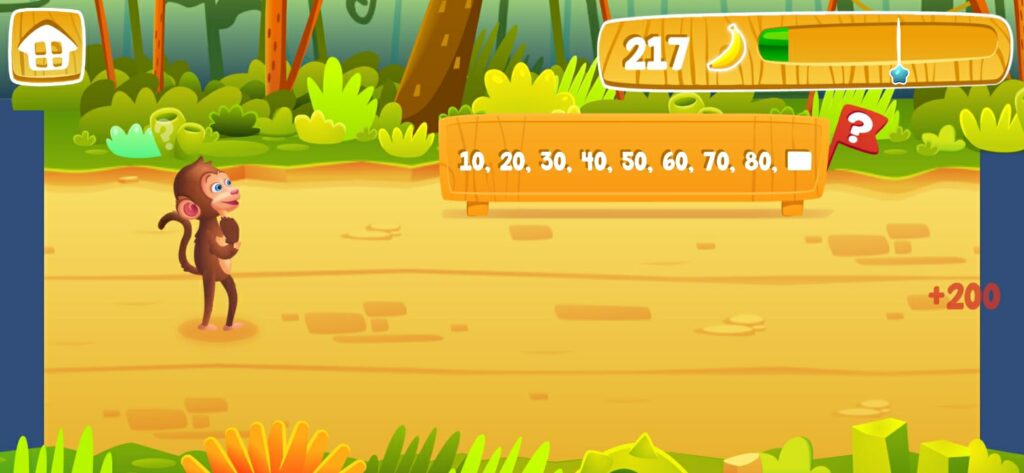 تدريب على countion by tens في لعبة math jungle kindergarten