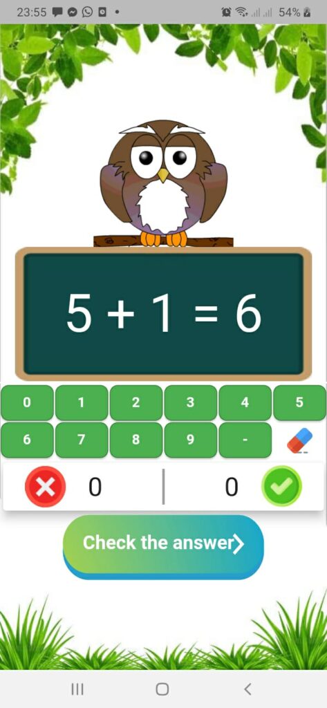 مسائل رياضية على الجمع في تطبيق تعليم الأطفال