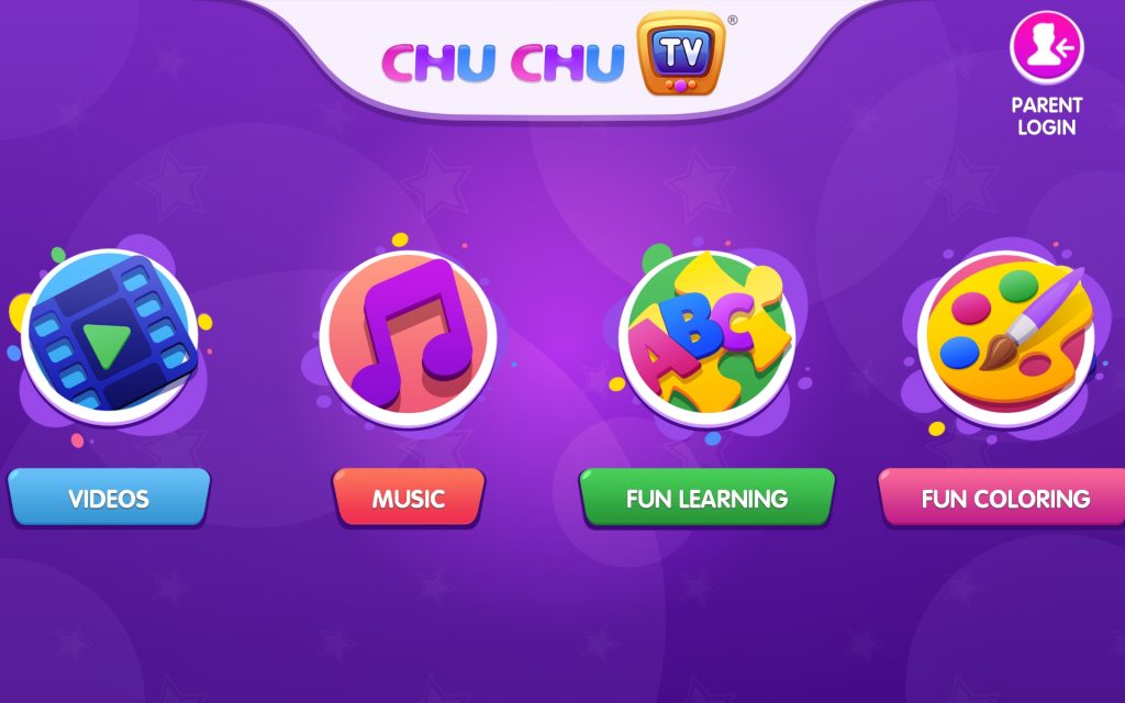 الصفحة الرئيسية بتطبيق ChuChu TV 