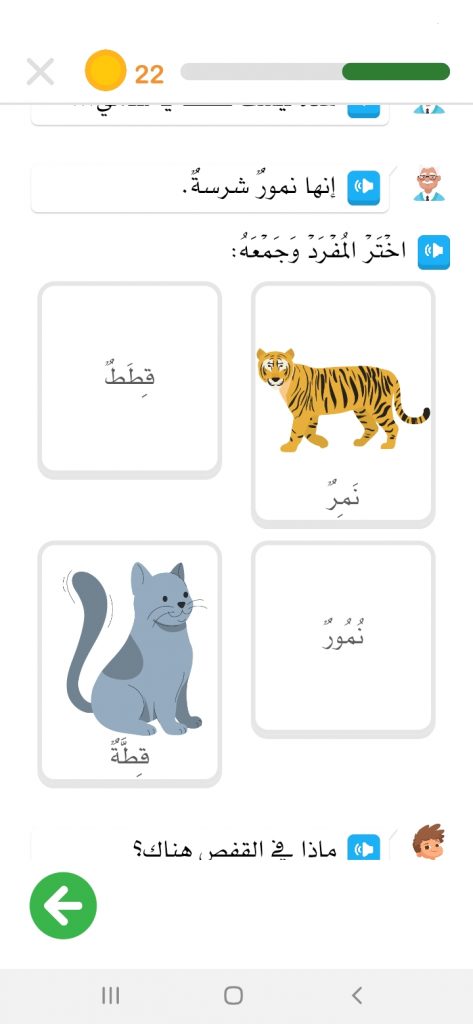 نشاط تعليم الجمع والمفرد داخل تطبيق أمل