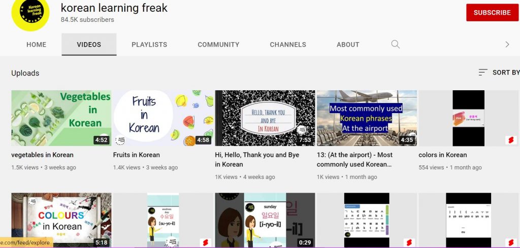 قناة Korean learning freak