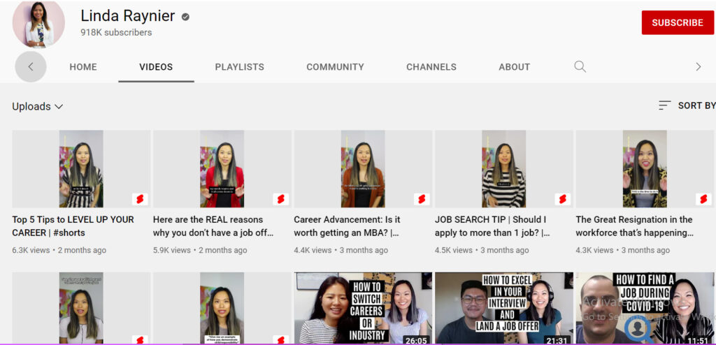 قناة ليندا راينر أحد قنوات لمساعدتك في التحضير للإنترفيو