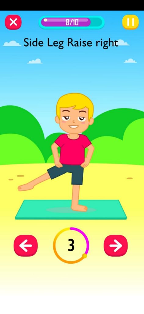 تمرين  Side leg raise right في المستوى الثاني
