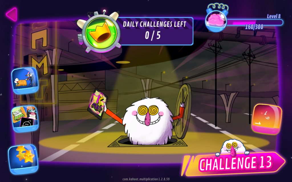 الصفحة الرئيسية لتطبيق Kahoot multiplication Games 