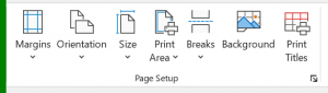 Page Setup من قائمة Page Layout لبرنامج Microsoft Excel