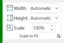 Scale to fit من قائمتي تخطيط الصفحة لبرنامج ميكروسوفت اكسل