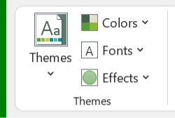 مجموعة السمات من قائمة Page Layout لبرنامج ميكروسوفت اكسل