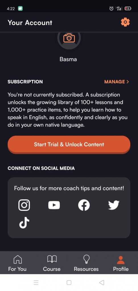 الملف الشخصي الخاص بك من تطبيق Bold voice