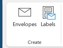 شرح مجموعة create في قائمة mailings من قائمتي References وmailings لبرنامج Microsoft word