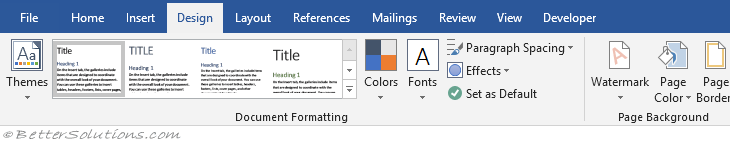 شرح قائمة Design لبرنامج Microsoft word