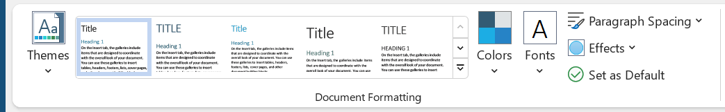 شرح مجموعة Document Formatting