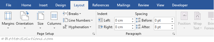 شرح قائمة Layout لبرنامج Microsoft word