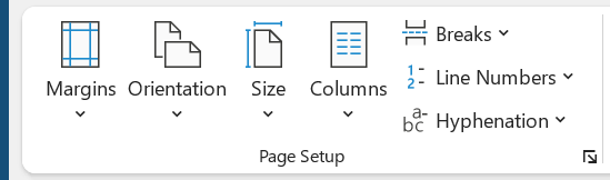 شرح المجموعة Page Setup من قائمة Layout لبرنامج Microsoft word