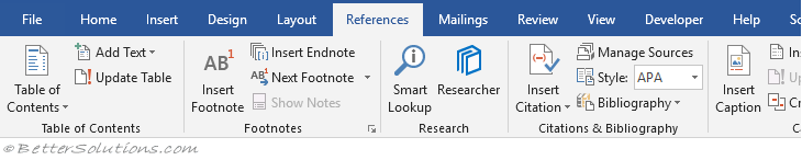 شرح قائمة References من شرح أوامر قائمتي References وmailings لبرنامج Microsoft word