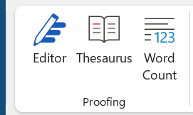 مجموعة proofing من قائمتي review وview لبرنامج Microsoft word