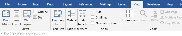 شرح قائمة View من قائمتي Review وView لبرنامج Microsoft Word