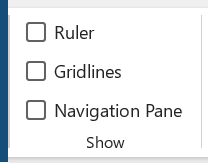 مجموعة show من قائمة View لبرنامج ميكروسوفت وورد