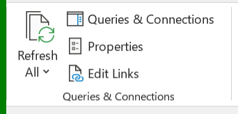 مجموعة queries and connections في Microsoft Excel