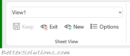 المجموعة sheet view في برنامج Excel