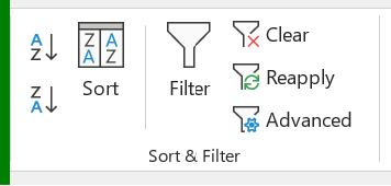 مجموعة الفرز والفلاتر في Microsoft Excel