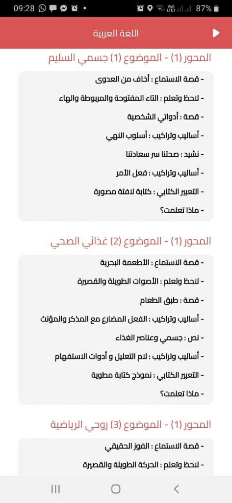 منهج اللغة العربية للصف الثالث الابتدائي