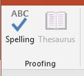 قائمة Proofing من برنامج Microsoft PowerPoint