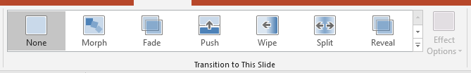 قائمة Transition to this slide من برنامج Microsoft PowerPoint