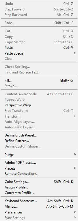 تعرّف على أهم أوامر قائمة edit لبرنامج Adobe Photoshop