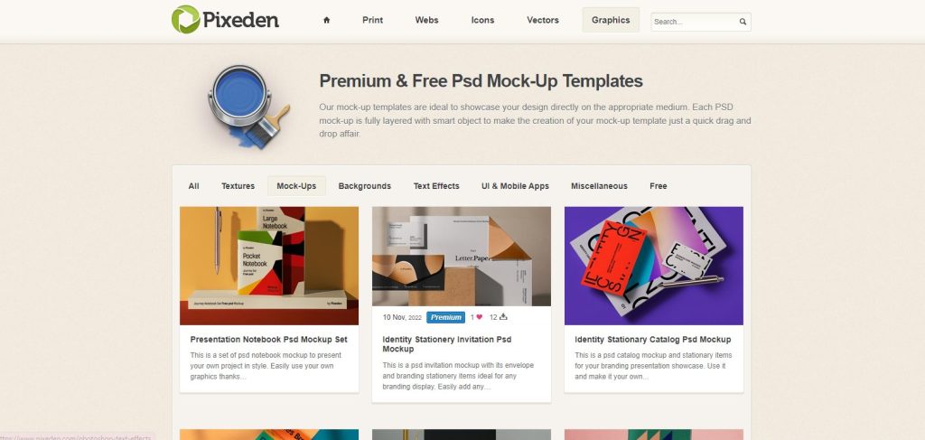 موقع Pixeden لتحميل موك اب psd مجانا