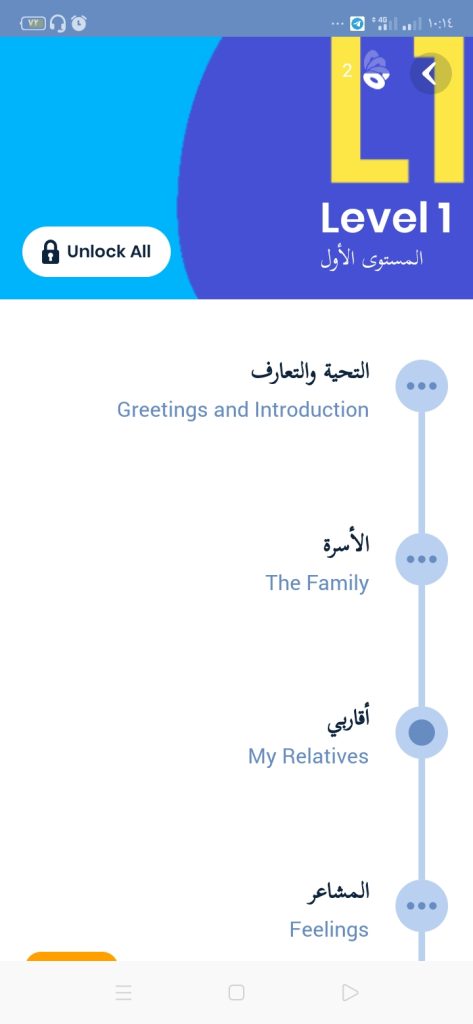 المستوى الأول في تطبيق أرابيتس