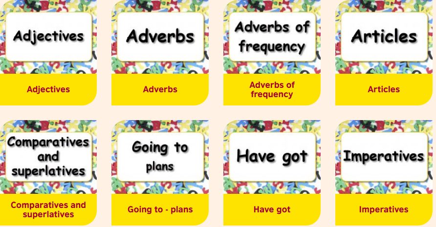 قسم grammar and vocublary من موقع learn english kids التابع للمعهد البريطاني