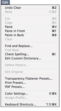 أهم أوامر قائمة Edit لبرنامج Adobe Illustrator